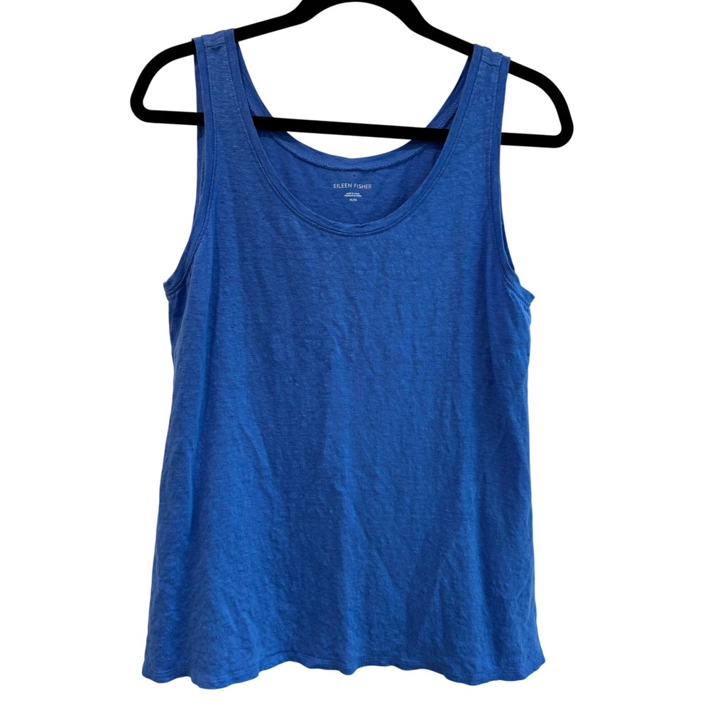 EILEEN FISHER Blue 100 Organic Linen Tank Top M/M